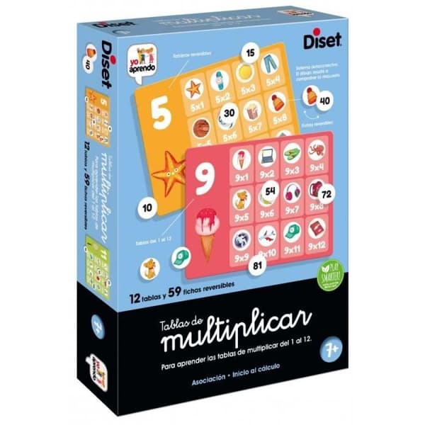 Pedagogiskt spel - DISET - Jag lär mig multiplikationstabellerna - självkorrigerande system - flerfärgad