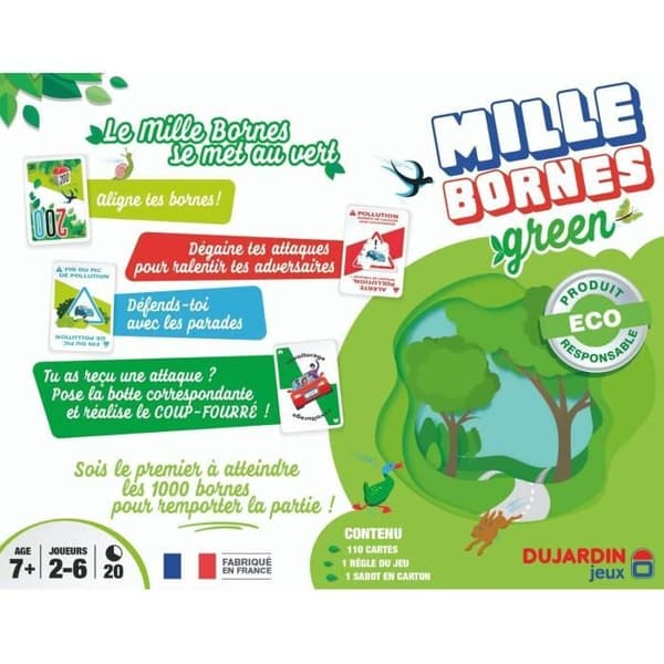 MILLE BORNES GREEN - Kortspel - DUJARDIN - Res terminalerna i en elbil i denna ekologiska version!