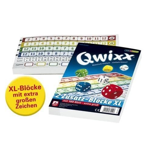 Okänd nsv – 4021 – qwixx Tilläggsblads, Format XL Set om 2 A 80 Ark – Tärningsspel 4021