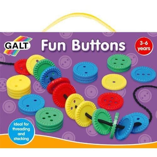 Babyutvecklingsleksak - ASA TOYS - GA1003238 - Set med 40 färgade knappar med trädrep