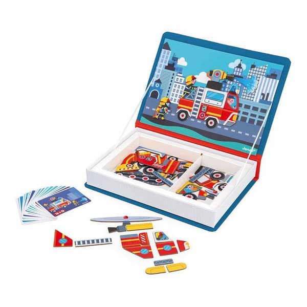 Magnéti'Book Firefighters - Magnetiskt utbildningsspel 60 magneter + 18 modeller - Barnleksak i FSC-kartong - Från 3 år
