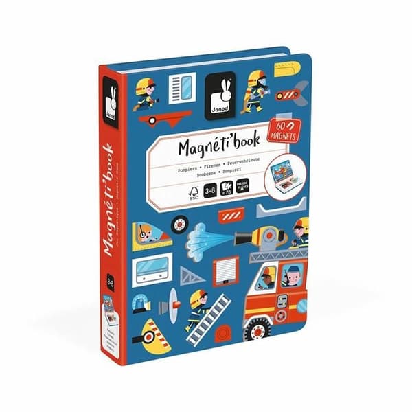 Magnéti'Book Firefighters - Magnetiskt utbildningsspel 60 magneter + 18 modeller - Barnleksak i FSC-kartong - Från 3 år