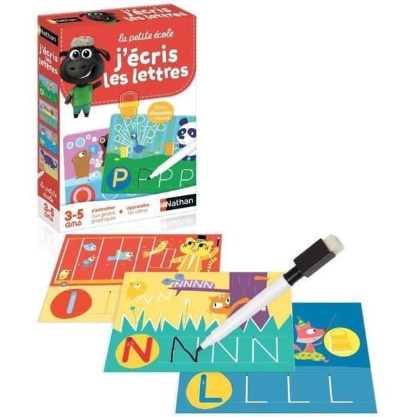 Pedagogiskt spel - NATHAN - La Petite Ecole - Jag skriver bokstäverna - Progressivt lärande - Raderbart