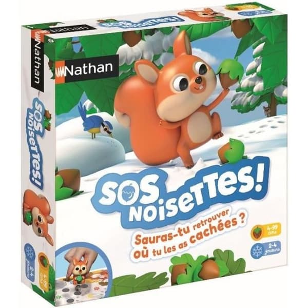 SOS Noisettes, Cooperative Game, brädspel för barn och familjer, Retrouve Les Noisettes, 2 till 4 spelare, från 4 år, Nathan