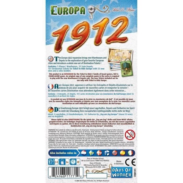 LES AVENTURIERS DU RAIL Extension Europe 1912 - Styrelsestrategispel - Asmodee - AVE07ML2