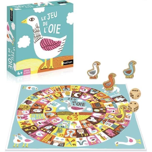Gåsspel - NATHAN - Litet brädspel - Ålder 4+ - Klassiskt spel