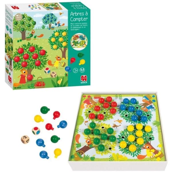 Pedagogiskt spel - GOULA - Räkna träd - Trääpplen och tärningar