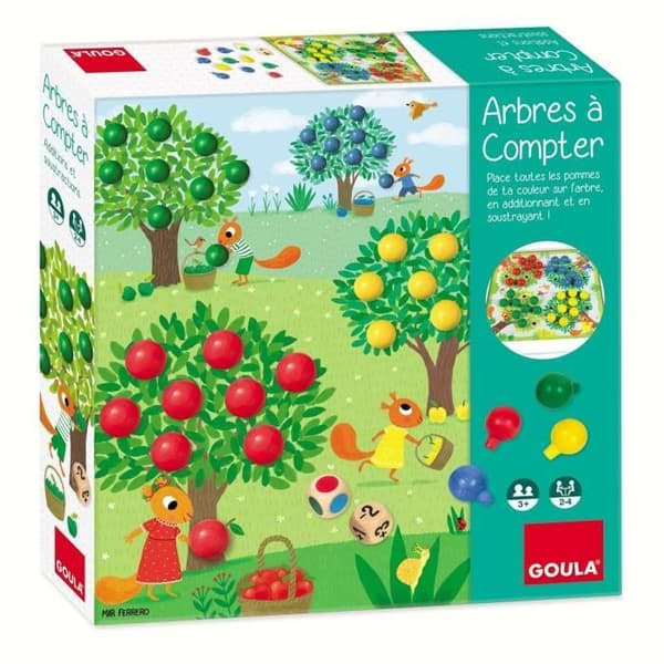 Pedagogiskt spel - GOULA - Räkna träd - Trääpplen och tärningar