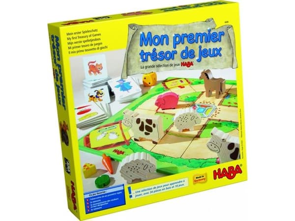 HABA - Min första spelskatt - 10 spel i ett med trädelar, 4686