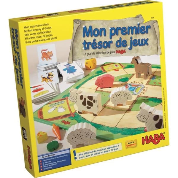 HABA - Min första spelskatt - 10 spel i ett med trädelar, 4686