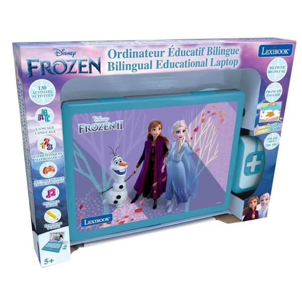 Tvåspråkig Frozen pedagogisk dator – 130 aktiviteter (franska-engelska) med färgskärm