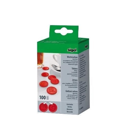 SIGEL plastpolletter med rött reliefmönster diameter 25 mm - förpackning om 100 st