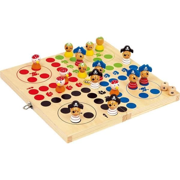 Brädspel - Small Foot 10951 Ludo "Pirates Island" schackbräde i trä i en hopfällbar original piratdesign.