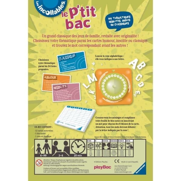 LES INCOLLABLES Le P'tit bac - Ravensburger - Brädspel för barn - Revisited Petit Bac, originellt och roligt - Från 6 år