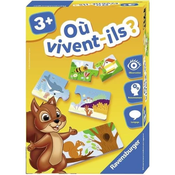 Vart bor dem - Pedagogiskt spel - Discoveries of Animals - Ravensburger - Från 3 år