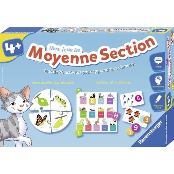 Mina mellansektionsspel - Komplett pedagogisk box - 20 aktiviteter program 2:a året dagis - Ravensburger - Från 4 år