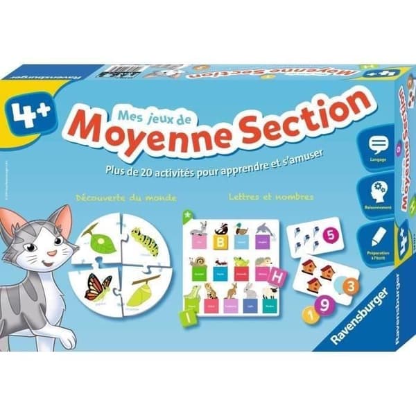 Mina mellansektionsspel - Komplett pedagogisk box - 20 aktiviteter program 2:a året dagis - Ravensburger - Från 4 år
