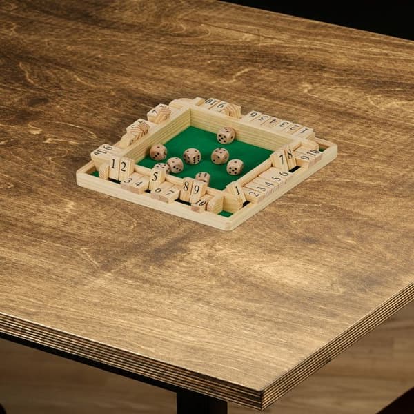 Shut The Box Brädspel - RELAXDAYS - Paket med 10 resespel - Naturligt-gröna trätärningar