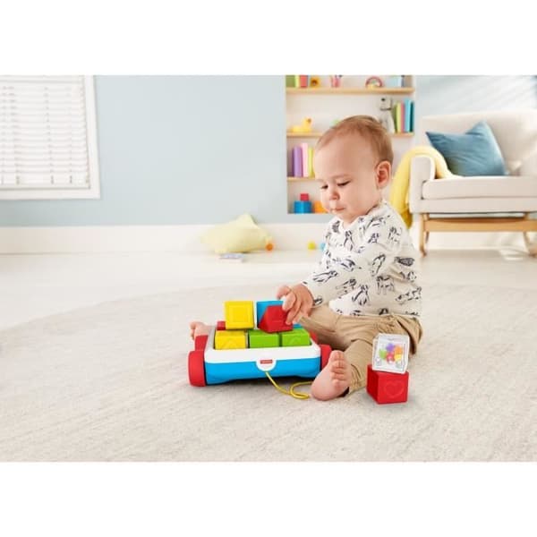 Tidig inlärningsleksak - FISHER PRICE - Mina vagnkuber att dra - 9 färgade kuber - från 6 månader
