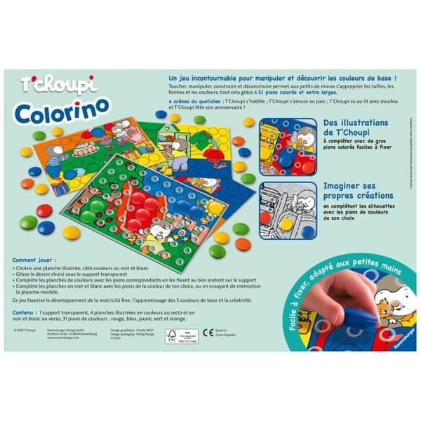Colorino T'CHOUPI Pedagogiskt spel, Lära sig färger - Kreativa aktiviteter för barn - Ravensburger - Från 2 år