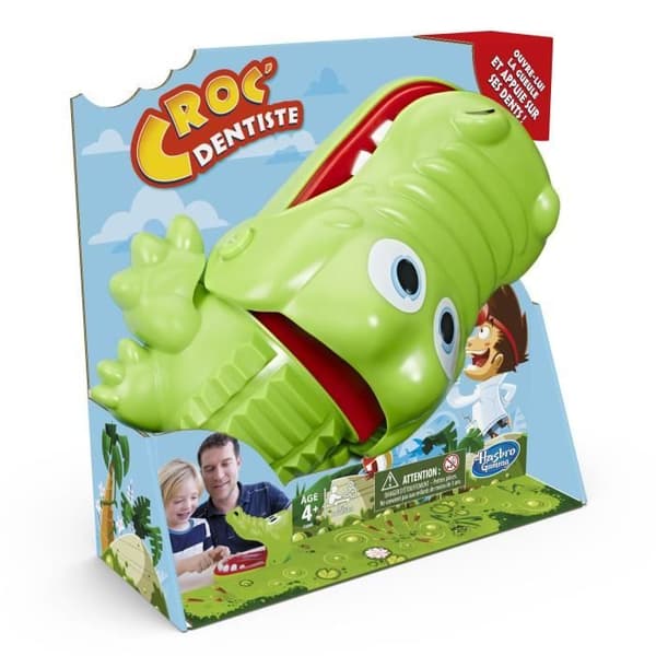 Croc' Dentist, Brädspel för små, Roligt spel, fransk version, Hasbro Gaming, från 4 år och uppåt