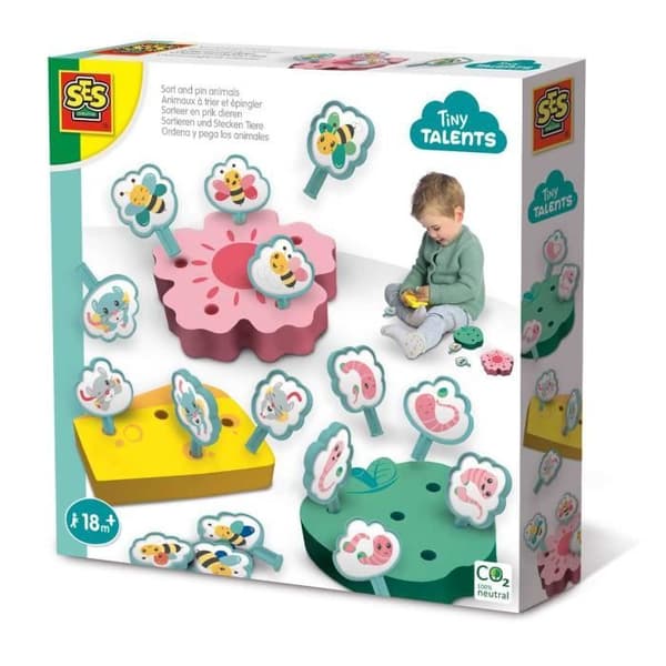 Utbildningsspel - SES Creative - Djur att sortera och nåla - Plast - Inomhus - Blandat