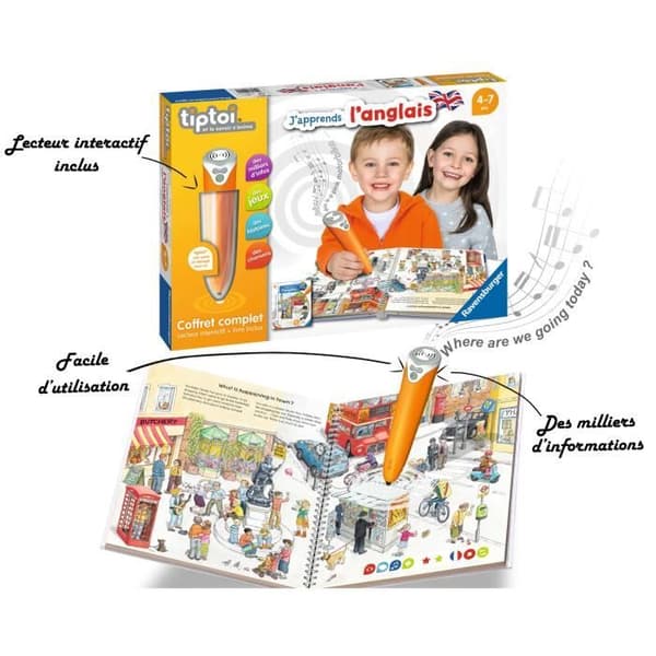 tiptoi® - Komplett interaktivt lässet + bok Jag lär mig engelska - Ravensburger - Pedagogiskt elektroniskt spel - Från 4 år