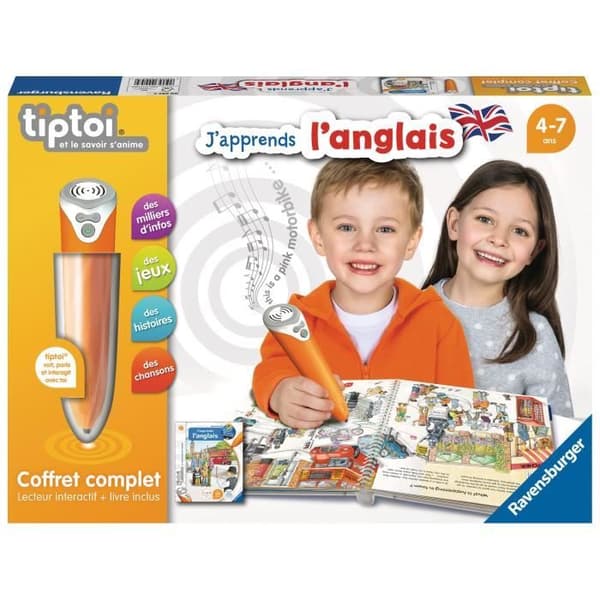 tiptoi® - Komplett interaktivt lässet + bok Jag lär mig engelska - Ravensburger - Pedagogiskt elektroniskt spel - Från 4 år