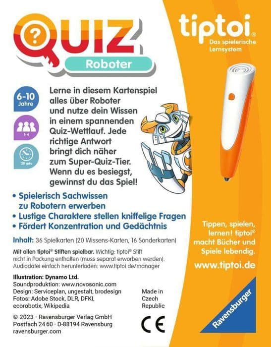 Lärspel - 00164 - Ravensburger tiptoi Quiz Roboter, Quizspiel für Kinder AB 6 Jahren, für 1-4 Spieler