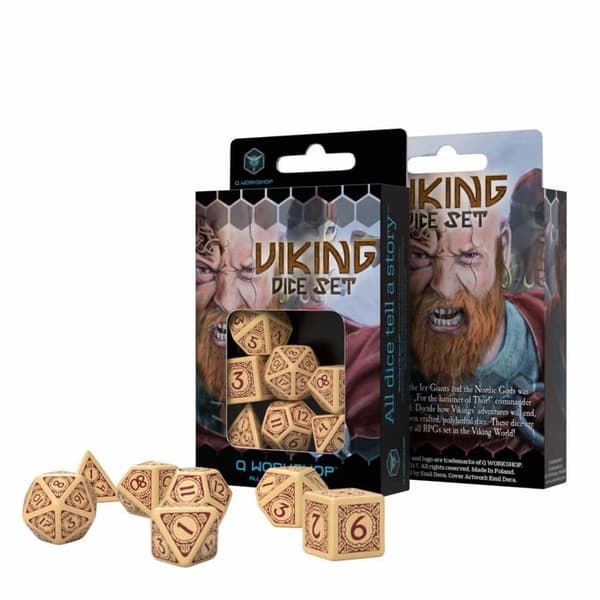 Mallette - fler-spel låda Q workshop - QWOVIK87 - Viking 7-delars polyhedral set Beige - Bordeaux