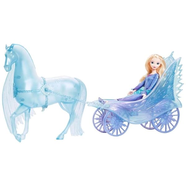 DISNEY Frozen Elsa Hästdragen bil och leksaksdocka, för tjejer 3+ MATTEL