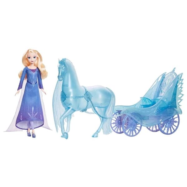 DISNEY Frozen Elsa Hästdragen bil och leksaksdocka, för tjejer 3+ MATTEL