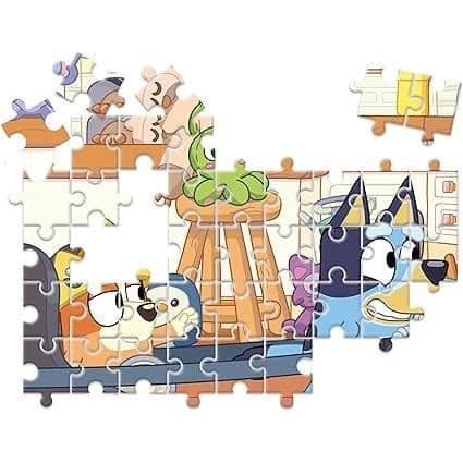 Clementoni - Edukit - Bluey - 4 i 1 inlärningslåda - 2 pussel, 1 memo, 1 set med 6 kuber - Tillverkad i Italien - från 4 år och uppåt