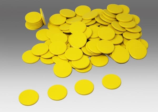 Wissner - 200233.000 - Spelmarkeringsmynt gula (100 stycken) i RE-Plastic® - Markeringsmynt för räkning ø 25 mm, Gul