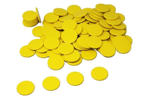 Wissner - 200233.000 - Spelmarkeringsmynt gula (100 stycken) i RE-Plastic® - Markeringsmynt för räkning ø 25 mm, Gul