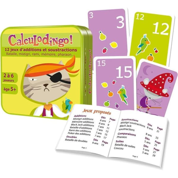 Calculo Dingo Mental Calculation Card Game för barn från 5 år och uppåt - ASMODEE