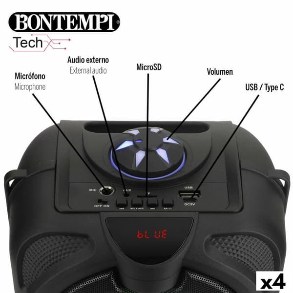 Högtalare med Karaoke Mikrofon Bontempi 4 antal