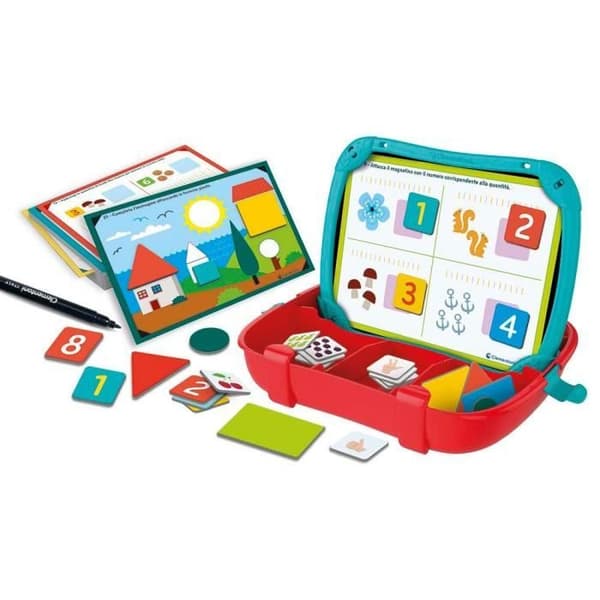 Pedagogiska magnetiska fodralnummer och former 3-6 år - Clementoni - Färgglada magneter - Notebook