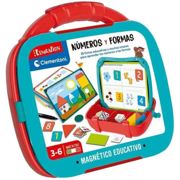 Pedagogiska magnetiska fodralnummer och former 3-6 år - Clementoni - Färgglada magneter - Notebook