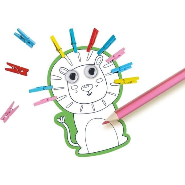 SES CREATIVE - Djur med klädnypor - Målarbok och dekoration - För barn från 3 år