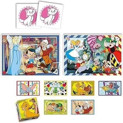 Clementoni - Edukit - Disney - 4 i 1 inlärningslåda - 2 pussel, 1 memo, 1 uppsättning med 6 kuber - Tillverkad i Italien - från 4 år och uppåt