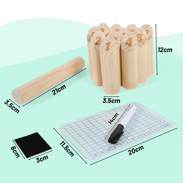 Träkubb, finskt bowlingspel, numrerade kubb, utomhusspel, för vuxna och barn, natur