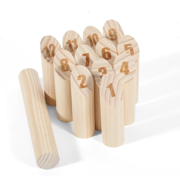 Träkubb, finskt bowlingspel, numrerade kubb, utomhusspel, för vuxna och barn, natur