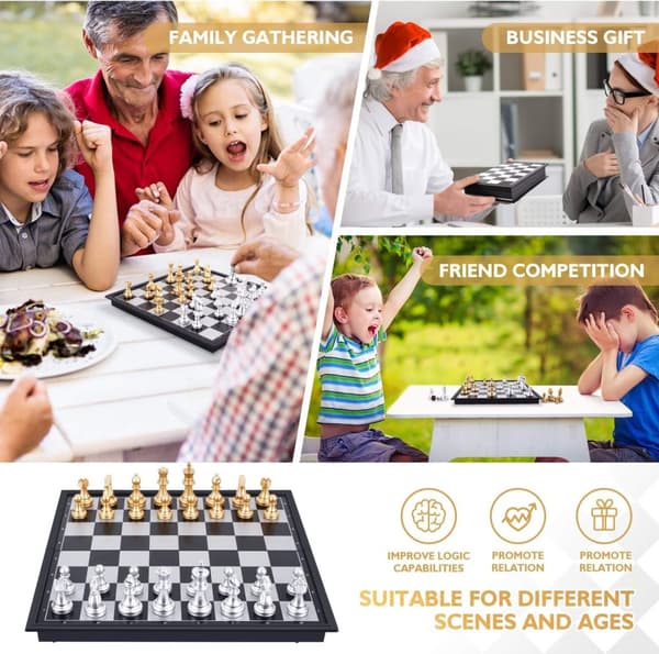 Schackspel Magnetiskt Hopfällbart Schackbräde Schack Resemagnet Schackset med Schack Hopfällbart/Bärbart Förvaringsbräde för Barn från 6 År