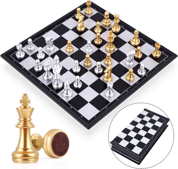 Schackspel Magnetiskt Hopfällbart Schackbräde Schack Resemagnet Schackset med Schack Hopfällbart/Bärbart Förvaringsbräde för Barn från 6 År