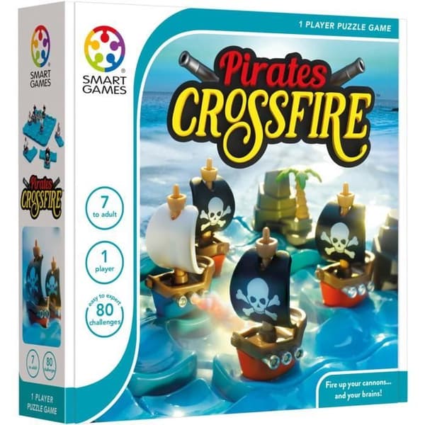 Brädspel - SMARTA SPEL - Pirates Crossfire - 80 utmaningar - Flerfärgat - från 7 år och uppåt