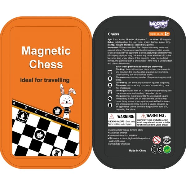 WOOPIE IQ-spel Schack & Dam – Magnetiskt 2-i-1 Resespel i Fickformat