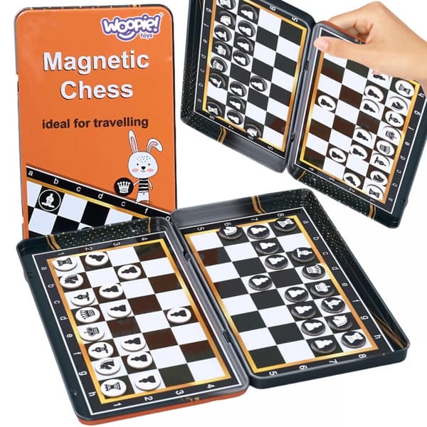 WOOPIE IQ-spel Schack & Dam – Magnetiskt 2-i-1 Resespel i Fickformat