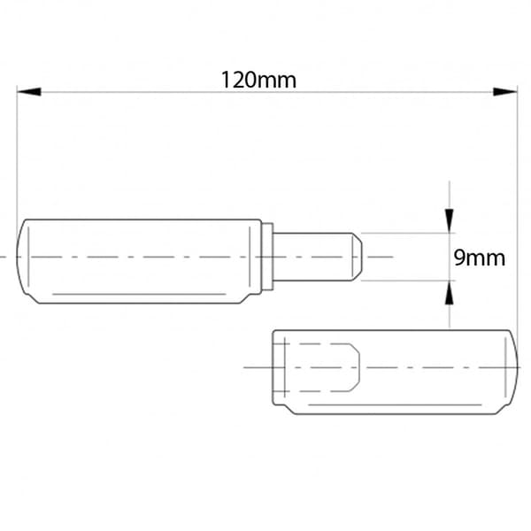 Hængsel 120 mm rustfri dråbeprofil svejsbar fast stift