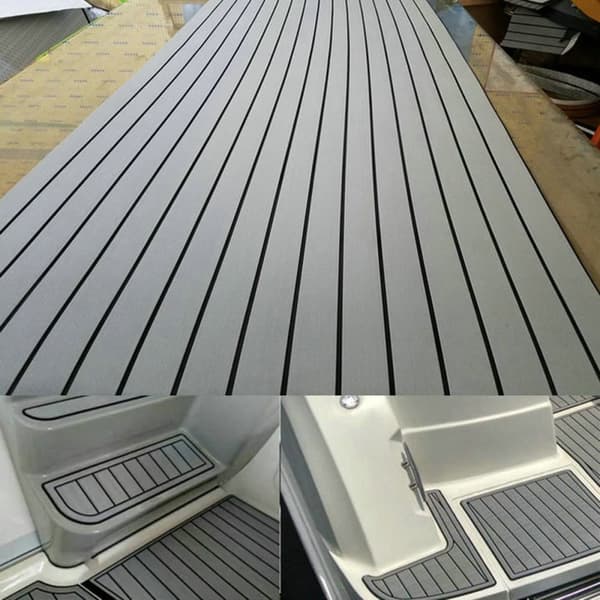 240x60cm EVA-skumgolvmatta Däckmatta Självhäftande Yachtbåt Grå